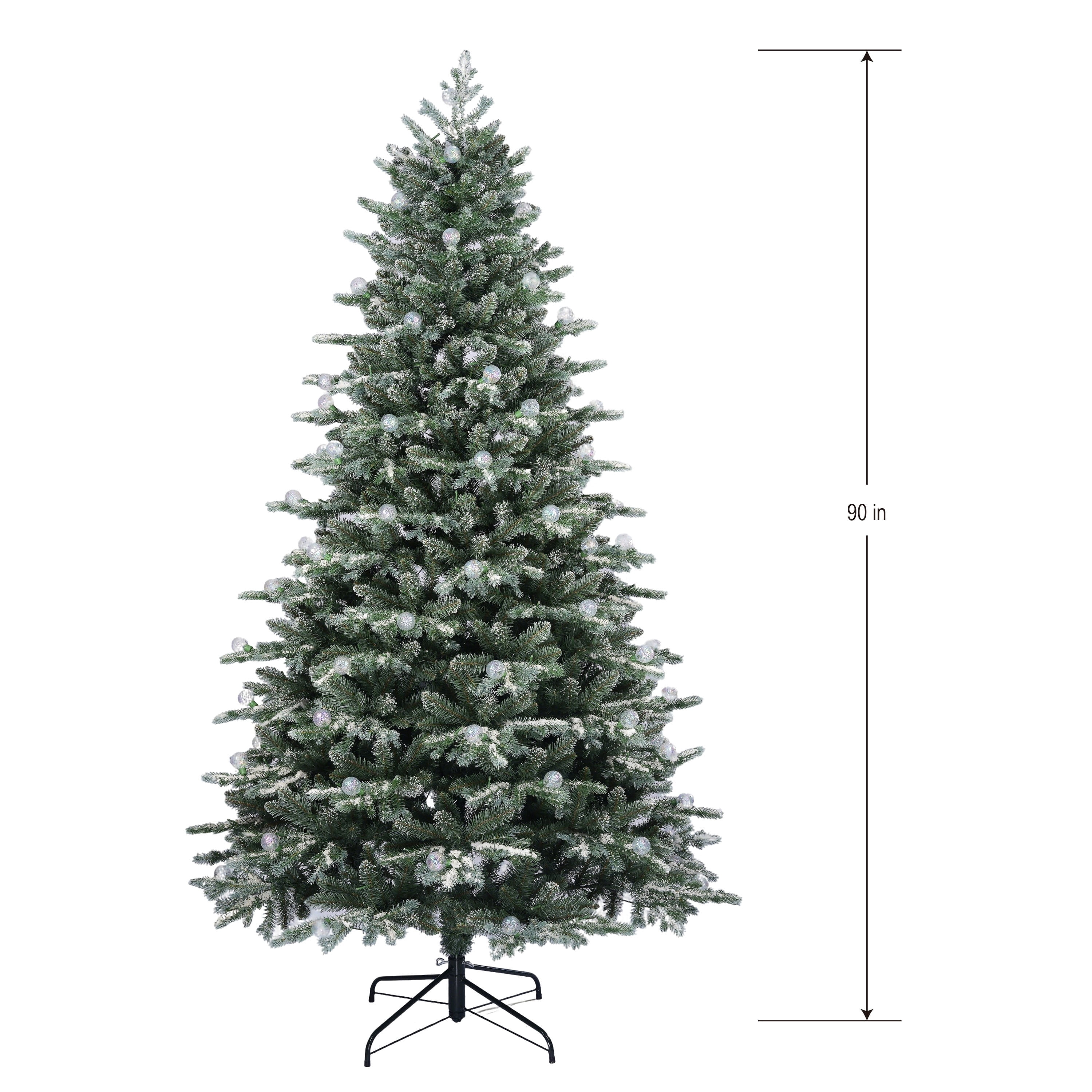 7.5' Pre-Lit Snow-Flocked Warner Green Artificial Christmas Tree with 450 Warm White LED Lights and Stand, by Holiday Time
