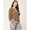 thumbnail image 4 of Moomaya Printed Short Top For Women V Neck Full Sleeve Regular Tunic Top, 4 of 8