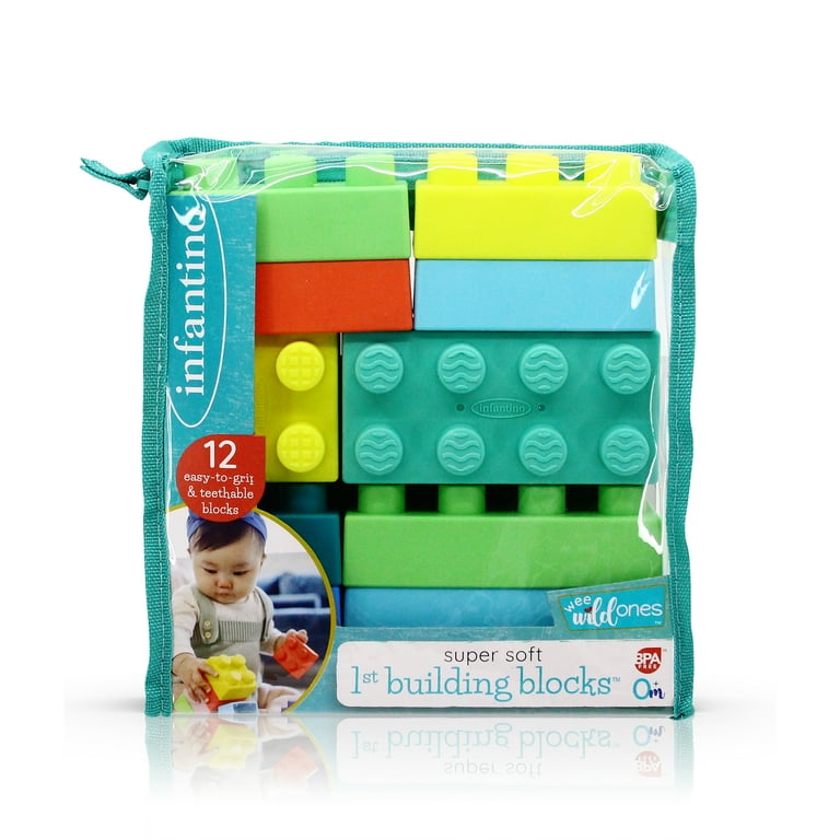 Infantino Soft Sensory Baby Building Blocks 12-Piece Multicolor