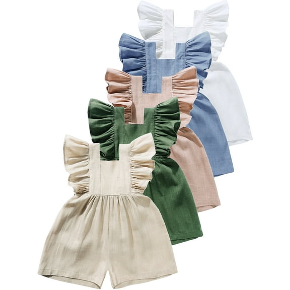 WIBACKER 6M-3T Infant Baby Girl Ruffled Sleeveless Romper Casual Summer Jumpsuit Cotton Linen Clothes