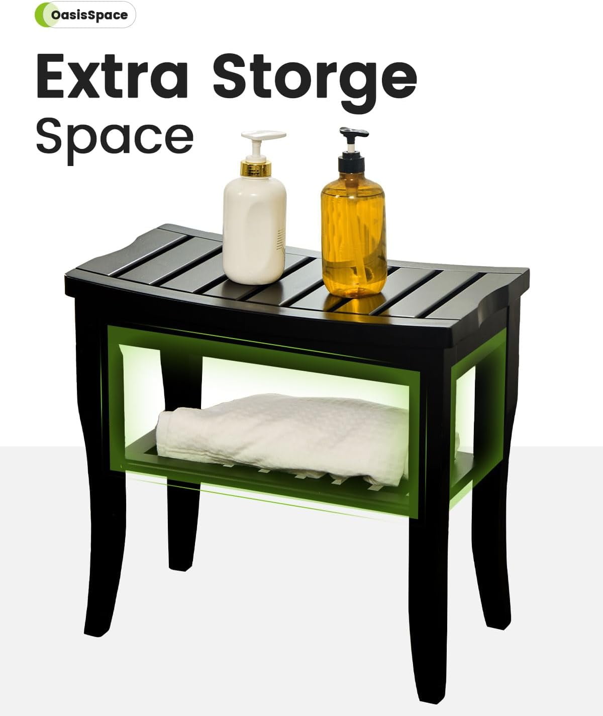 OasisSpace Bamboo Shower Bench, 19