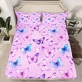 thumbnail image 2 of Homewish Gradient Colorful Butterfly Twin Sheet Sets,Flying Animal Twin Fitted Sheet,Purple Blue Pink Flat Sheet For Girls,Microfiber Bedroom Decor,3 Pieces, 2 of 7