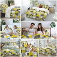 thumbnail image 5 of Mid Century Duvet Cover Set Twin Size, Yellow Grey Abstract Retro Geometric Modern 4 Piece Soft Microfiber Bedding Set with 1 Duvet Cover, 1 Flat Sheet, 2 Pillowcases, 5 of 9