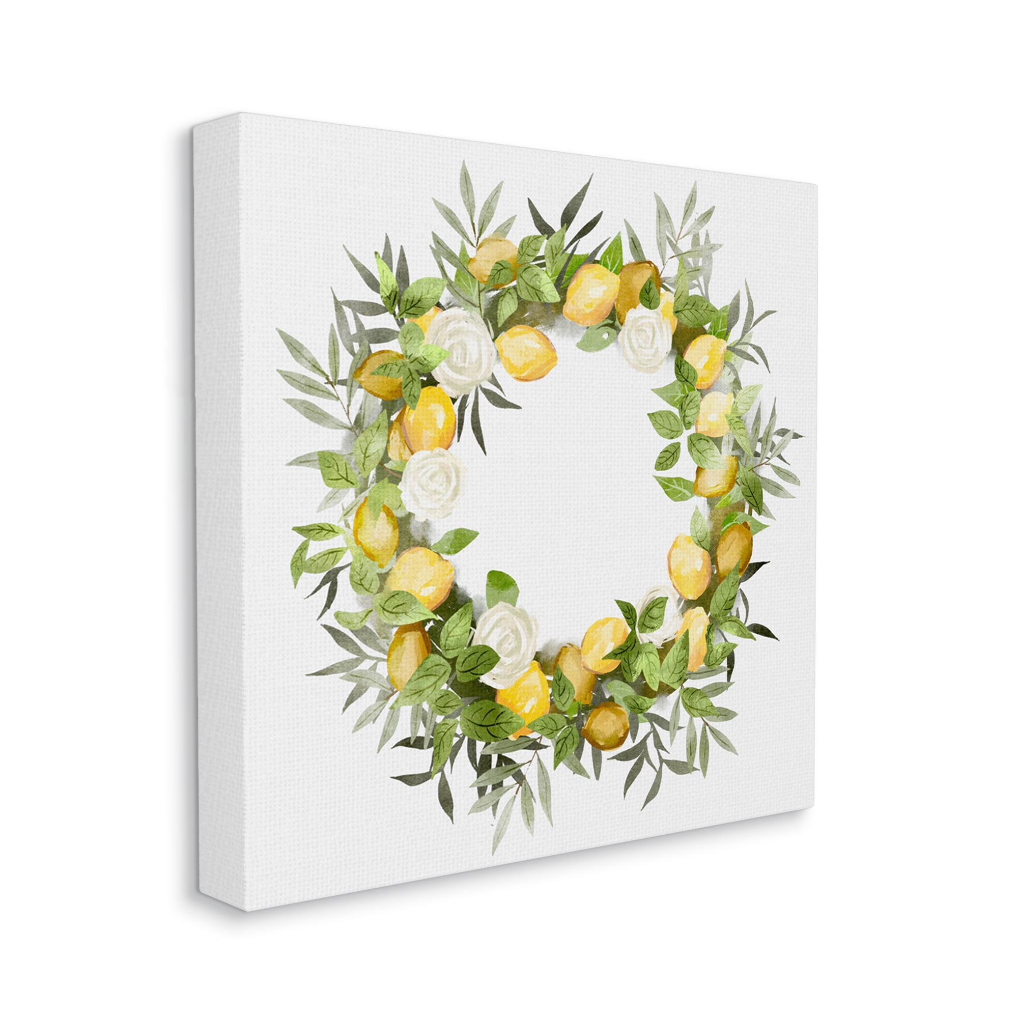 Stupell Lush Lemons Botanical Wreath Botanical & Floral Painting Gallery Wrapped Canvas Print Wall Art