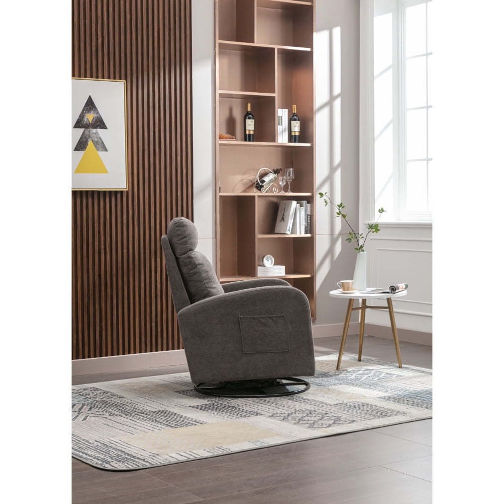 Upholstered Swivel Glider, Cosymart Rocking Chair for Nursery in Dark Grey, Modern Style One Left Bag