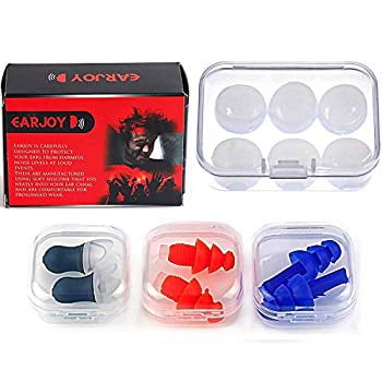 Noise Cancelling Ear Plugs by EarJoy - for Swimming Sleeping Musicians. Reusable. for Shooting Swim Concerts Sleep. Earplugs Sound Blocking. Silicone Base. Best Sound (Best Sleep Noise App)