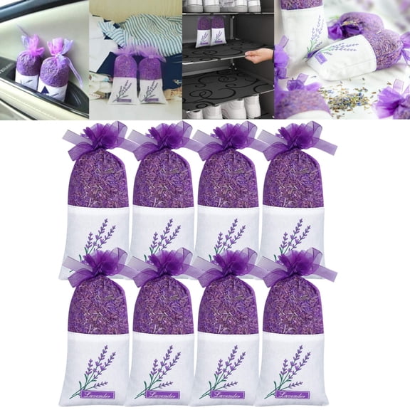 8 Packs Lavender Scented Sachet Bags, Long Lasting Fragrance Sachets for Drawers Closets, Household Odor Refreshing Lavender Bags for Home Storage Spaces