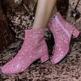 thumbnail image 2 of Mepaouo Women's Rhinestone Sparkly Ankle Boots Round Toe Heel Dress Booties Comfy Chelsea Boots, 2 of 7