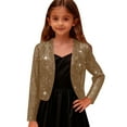 thumbnail image 4 of UQJfacai Girls Sequin Jacket Sparkly Dress Coat Open Front Cropped Cardigan Bolero Shrugs for Party Dance Dresses 4-14 Years, 4 of 9