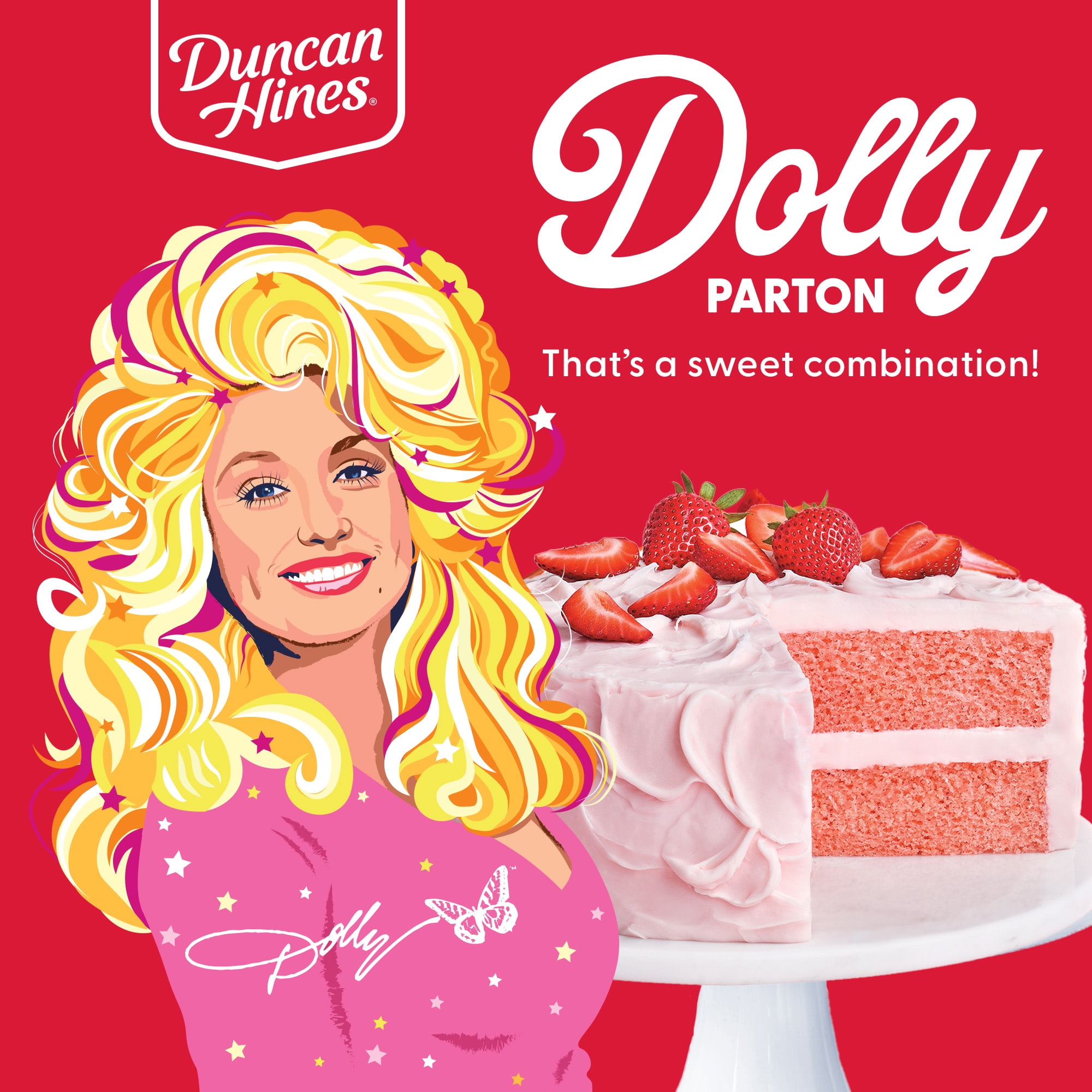 (8 pack) Duncan Hines Dolly Parton's Creamy Strawberry Flavored Frosting, 16 oz.