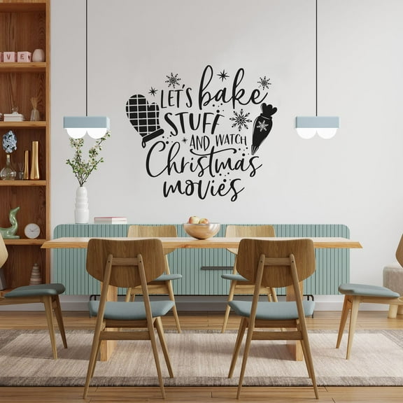 Let's Bake Stuff Christmas Quote Baking Holiday Seasons Merry Christmas Santa Claus Quotes Vinyl Design Wall Sticker Art Decal Boys Girls Room Bedroom Decors Stickers Decoration Size (30x40 inch)