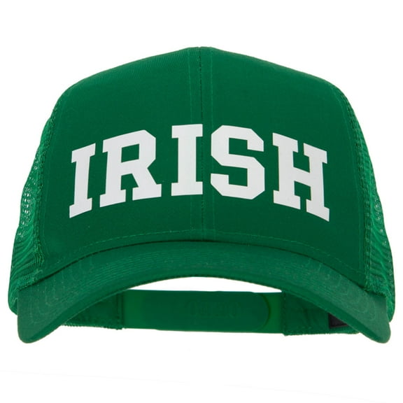 Irish Letter Design Heat Transfer Solid Cotton Twill Mesh Pro Style Cap - Kelly OSFM