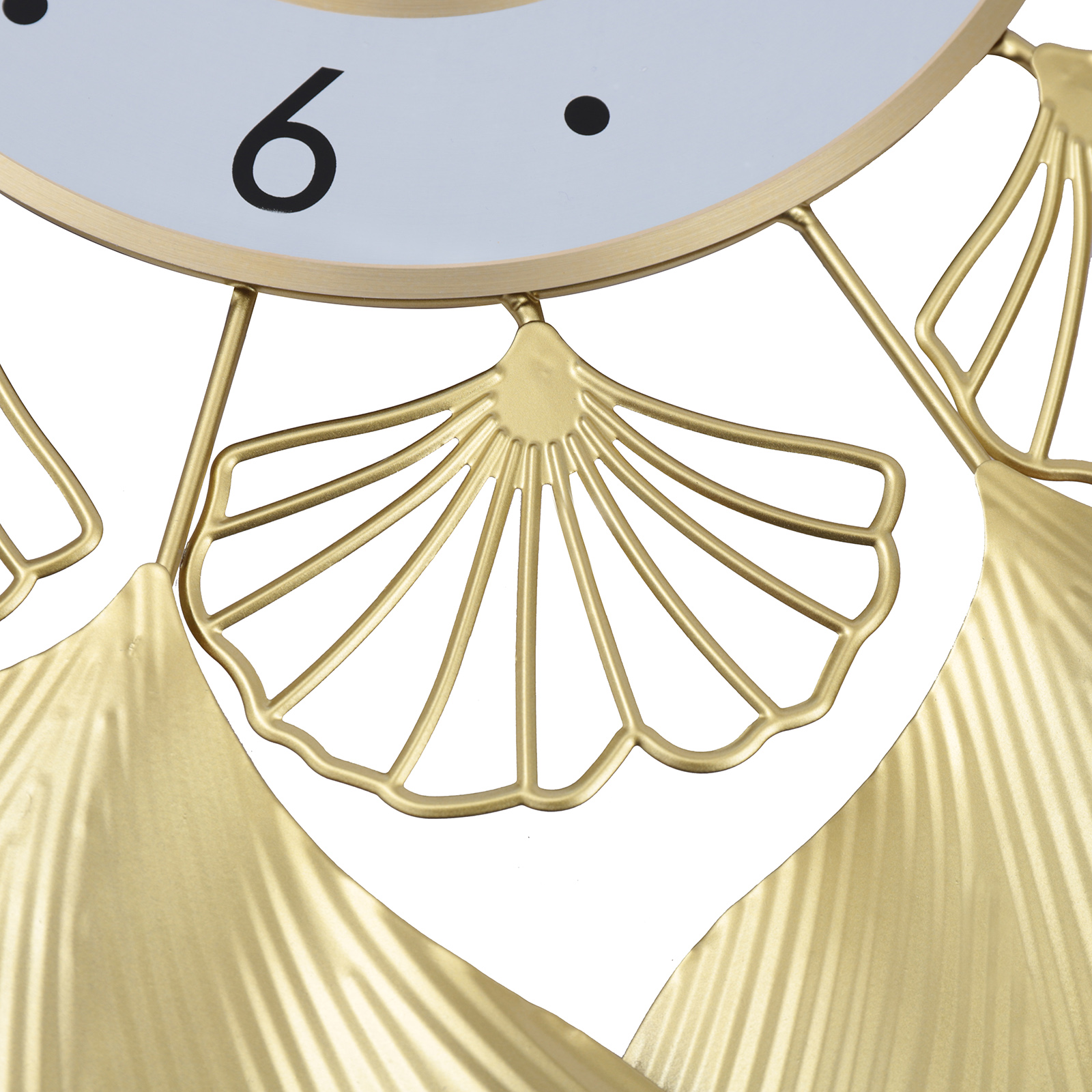 3D Creative Ginkgo Biloba Wall Clock, Gold Dial Design Silent Sweep Seconds Movement Digital Display For Study Office Bedroom, Art Clock