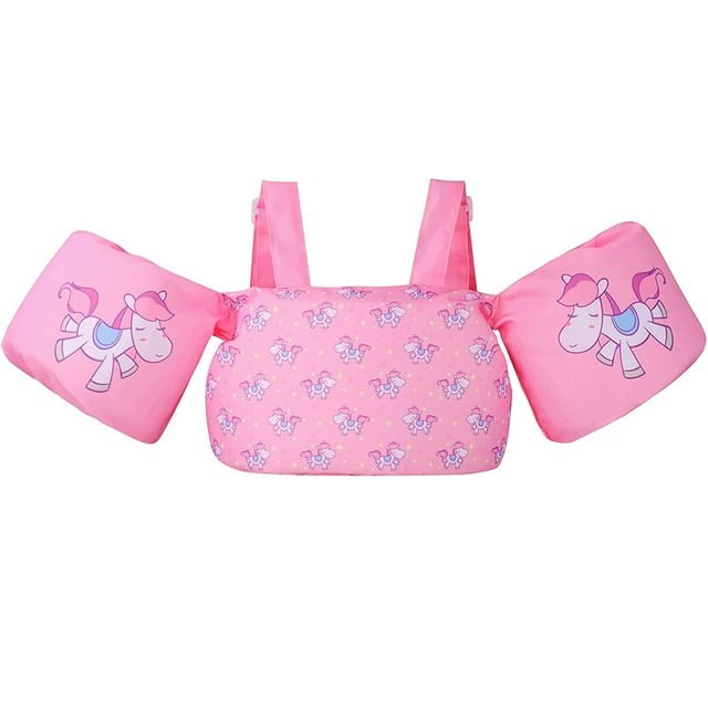 Chaleco salvavidas para niños pequeños, chaleco salvavidas para niños con correa para el hombro, chaqueta flotadora para bebés, chaleco de entrenamiento para natación, rosa
