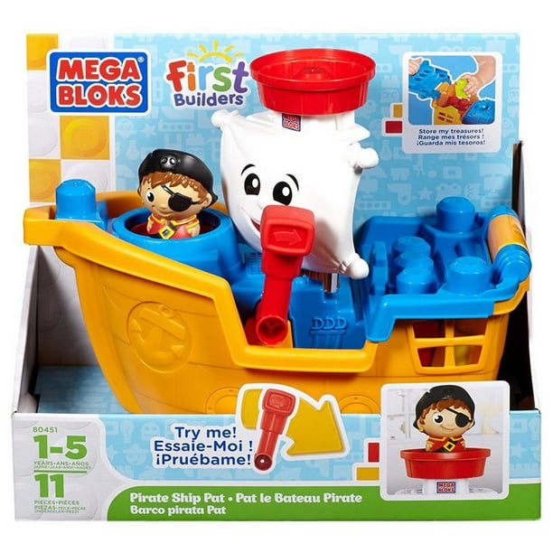 Mega Bloks First Builders Pirate Ship Pat Boat Toy