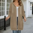 thumbnail image 2 of zaveiop Long Hoodies for Women Full Zip up Pullover Tunic Sweatshirts with Pockets Trendy Fall Winter Clothes Y2K (Z6-Khaki, XXL), 2 of 4