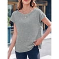 thumbnail image 2 of Womens Boat Neck T-Shirts Cap Sleeve Tops Summer Casual Loose Fit Basic Tees, 2 of 5