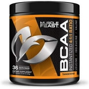 MUSCLE FEAST BCAA Powder 4:1:1 Ratio, Keto Friendly, Sugar Free, Post Workout Recovery, 36 Servings (300 Gram, Tangerine)