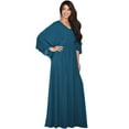 thumbnail image 4 of KOH KOH Long Cape Batwing Sleeve Modest Full Floor Length Flowy Fall Winter Elegant Evening Formal Funeral Church Wedding Guest Tall Maxi Dress Gown For Women Blue Teal X-Large US 14-16 NT117, 4 of 6