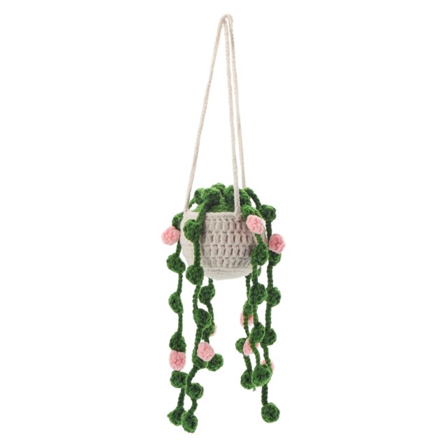 1Pc Cotton Linen Fabric Flower Car Rear View Mirror Pendant Accessories Car Hanging Ornament Pink