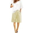 thumbnail image 6 of Linen Pants Women, High Waist Straight Buttons Fashion Casual Leisure Solid Color with Pockets, Beige S-3XL, 6 of 8