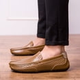 thumbnail image 3 of Summer Men Casual Shoes Moc Toe Genuine Leather Mens Loafers  Breathable Slip on Driving Shoes, 3 of 5