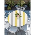 thumbnail image 6 of Yellow Grey Stripe Round Fitted Tablecloth with Elastic Edge, Waterproof Table Cloth Table Cover for 55"-60" Tables, Modern Farmhouse Vertical Striped Tablecloths for Dining Picnic Indoor Outdoor, 6 of 9