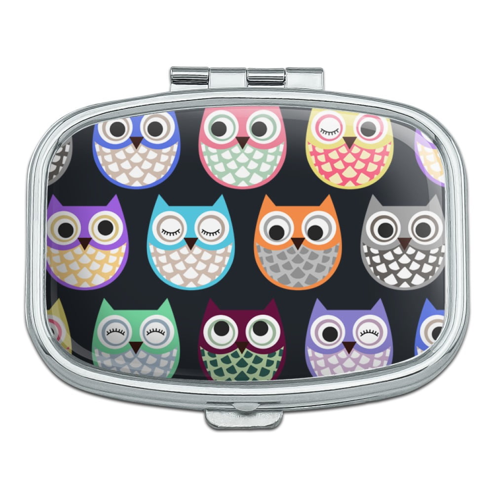 Colorful Owls Cute Pattern Rectangle Pill Case Trinket Gift Box