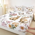 thumbnail image 3 of Feelyou Kawaii Rabbit Animal Twin Sheet Sets, Cute Butterfly Bunnies Twin Fitted Sheet, Rustic Flower Floral Flat Sheet, Ultra Soft Bedroom Decor, 3-Piece, 3 of 7