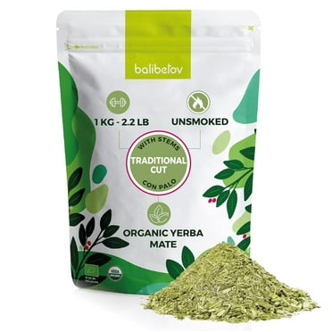 BALIBETOV Organic Yerba Mate Tea Loose Leaf, 2.2 lb Bag – Natural Traditional Cut, Clean High Energy, Unsmoked & Artisanal, Gluten-Free, Vegan-Friendly, Enjoy Hot or Cold (2.2 Pounds, Pack of 1)