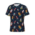 thumbnail image 5 of Qekee Spaceships and Stars Classic Fit T-Shirt Men's Shirt Men's Tight Short Sleeves for Exercise, Running, Mountaineering - Spaceships and Stars, 5 of 9