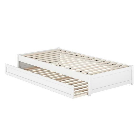 Pemberly Row Twin XL Solid Wood Panel Platform Bed with Storage Drawers in White