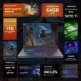 thumbnail image 2 of Laptop Gamer ASUS ROG GeForce RTX 5070 Ti 12GB DLSS Ryzen 9 9955HX 64GB 1TB 16" ROG Nebula Display QHD+ 240Hz Teclado Ingles, 2 of 5