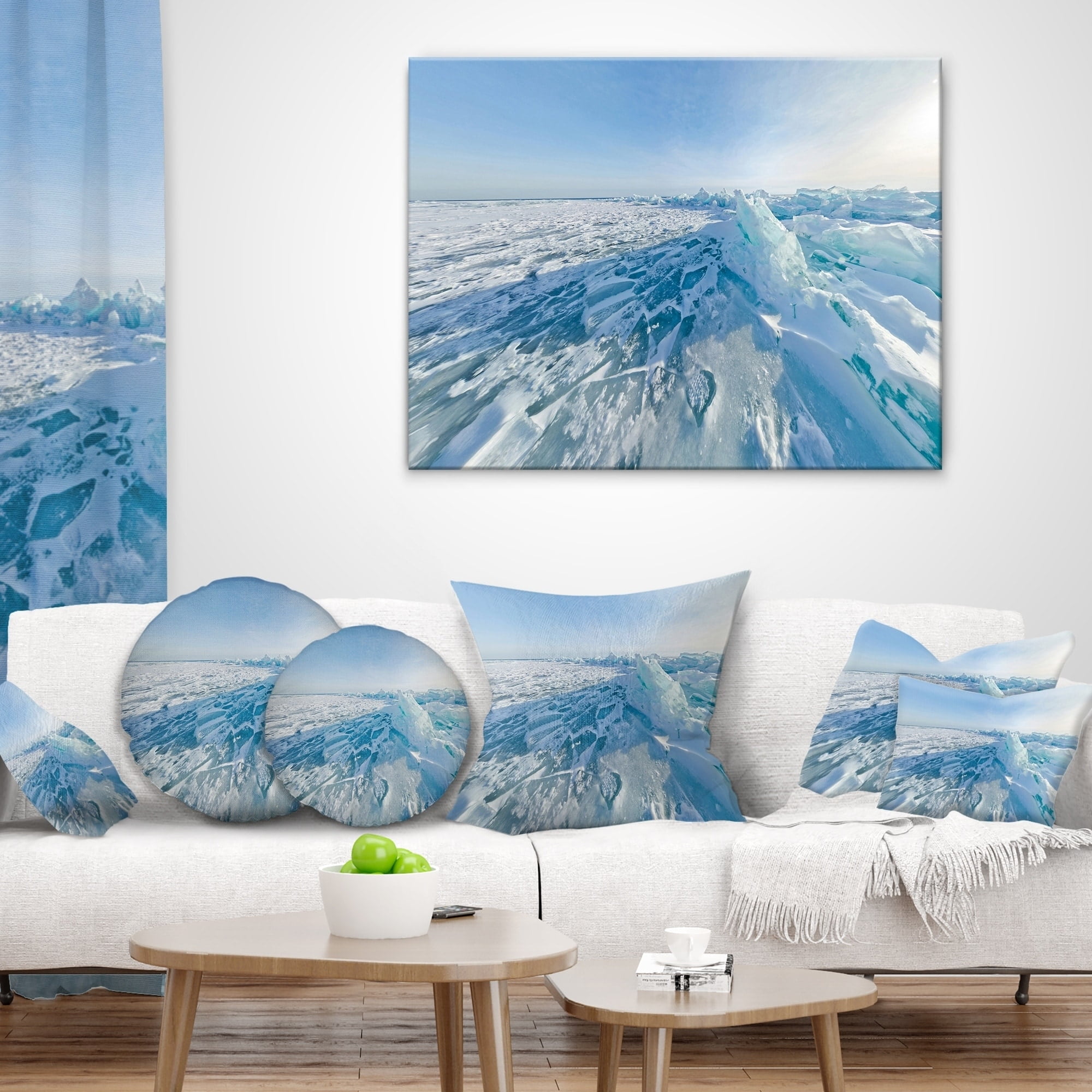 Designart CU11736-16-16 Ice Hummocks in Lake Baikal Siberia Landscape Printed Cushion Cover for Living Room Sofa 16 x 16, Throw Pillow 