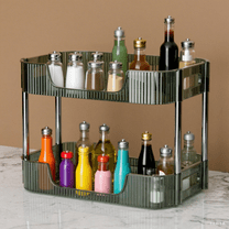 Bxaolu 2-Tier Bathroom Counter Organizer Countertop Storage, Dresser Organizer Vanity Tray for Makeup, Perfume Organizer Cosmetics Skincare Shelf,Spice Racks for Kitchen Corner,Rectangle - Green