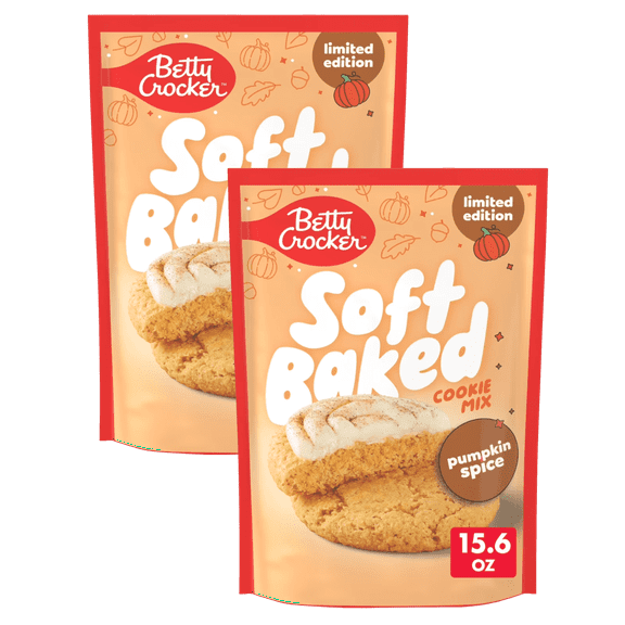 Betty Crocker Soft Baked Cookie Mix, Pumpkin Spice Flavored, Limited Edition, 15.6 oz ea - Pack of 2
