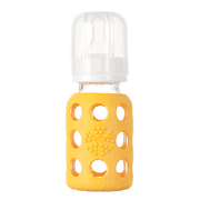 Lifefactory Glass Baby Bottle with Stage 1 Nipple, 4oz, Yellow, 1 ea