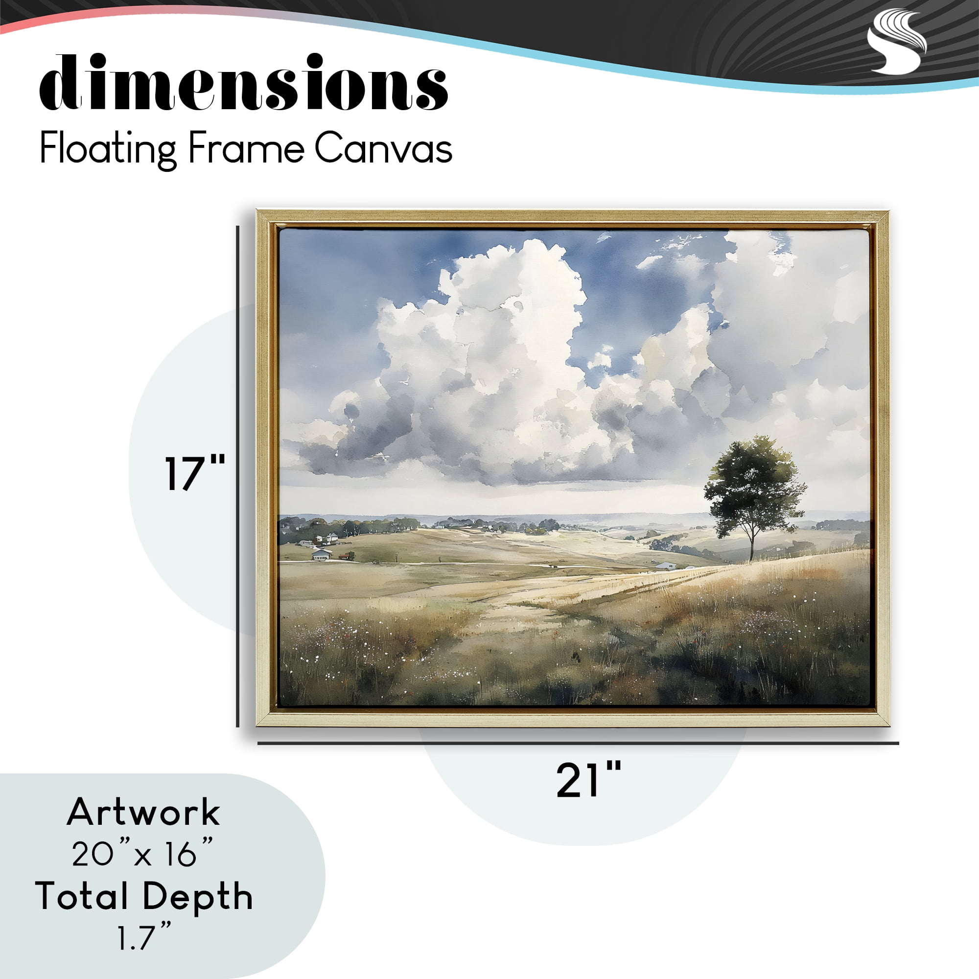 Stupell Industries Pretty Hills with Solitary Tree Gold Framed Floater Canvas Wall Art, design by Franklyn Gregory