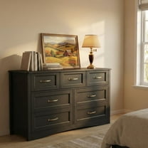 Dresser for Bedroom, Lofka Black 7  Drawer Dresser for Living Room