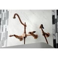 thumbnail image 3 of Kingston Brass KS124ALBSAC Heritage Double-Handle Wall-Mount Bridge Kitchen Faucet with Brass Sprayer, Antique Copper, 3 of 8