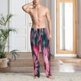 thumbnail image 2 of Logiee pink butterfly Print Pajama Pants for Men,Men’s Pajama Bottoms,Mens PJ Pants with Pockets & Button Fly-Large, 2 of 6