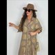 thumbnail image 4 of Vestido Bohemio con Estampado Floral para Mujer, Escote en V Profundo, Abertura Lateral, Corta, Corte A, Holgado Caqui L, 4 of 5
