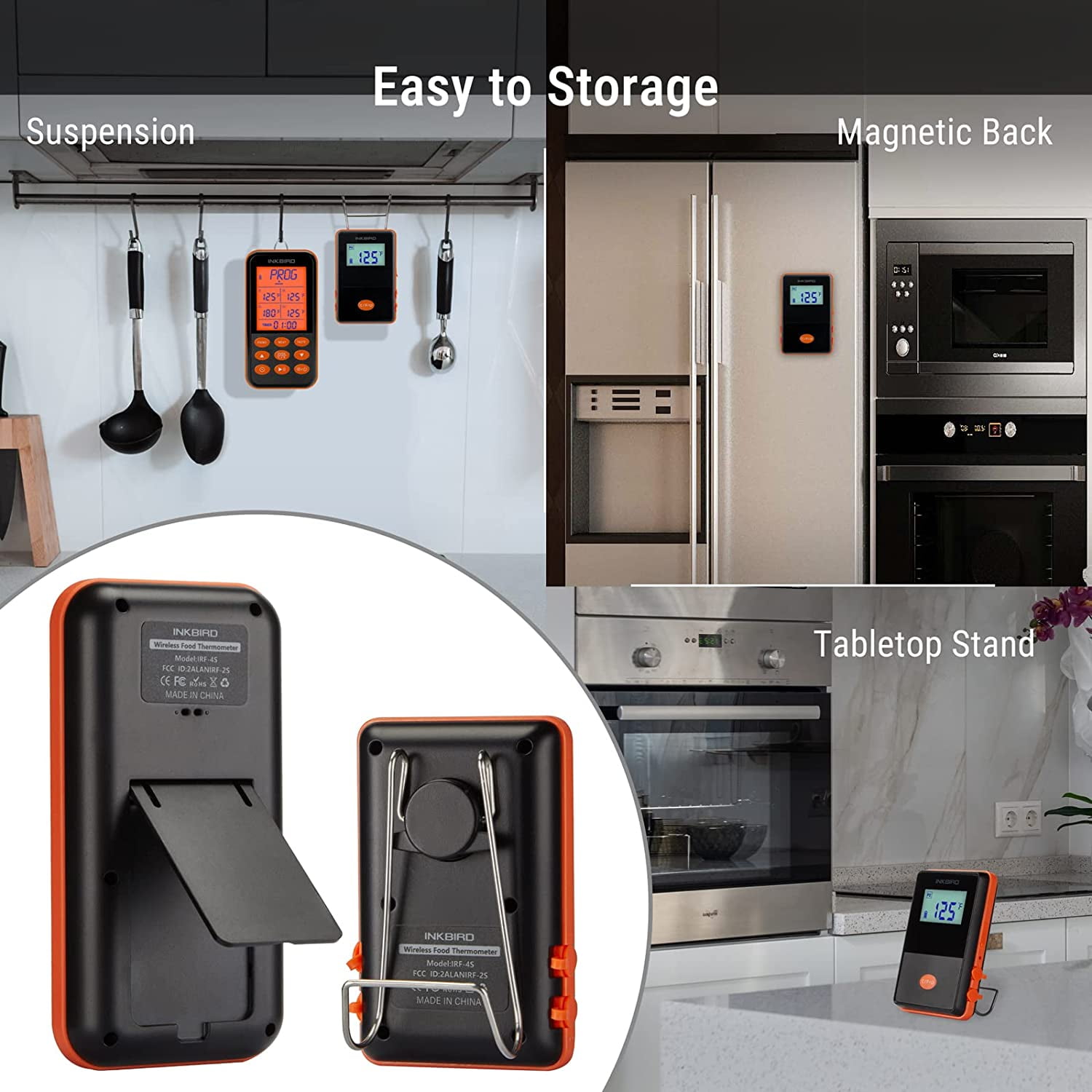INKBIRD IRF-4S Remote Meat Thermometer for Smoker, Wireless Digital Cooking Grill Thermometer with Timer, Alarm, Dual Probes