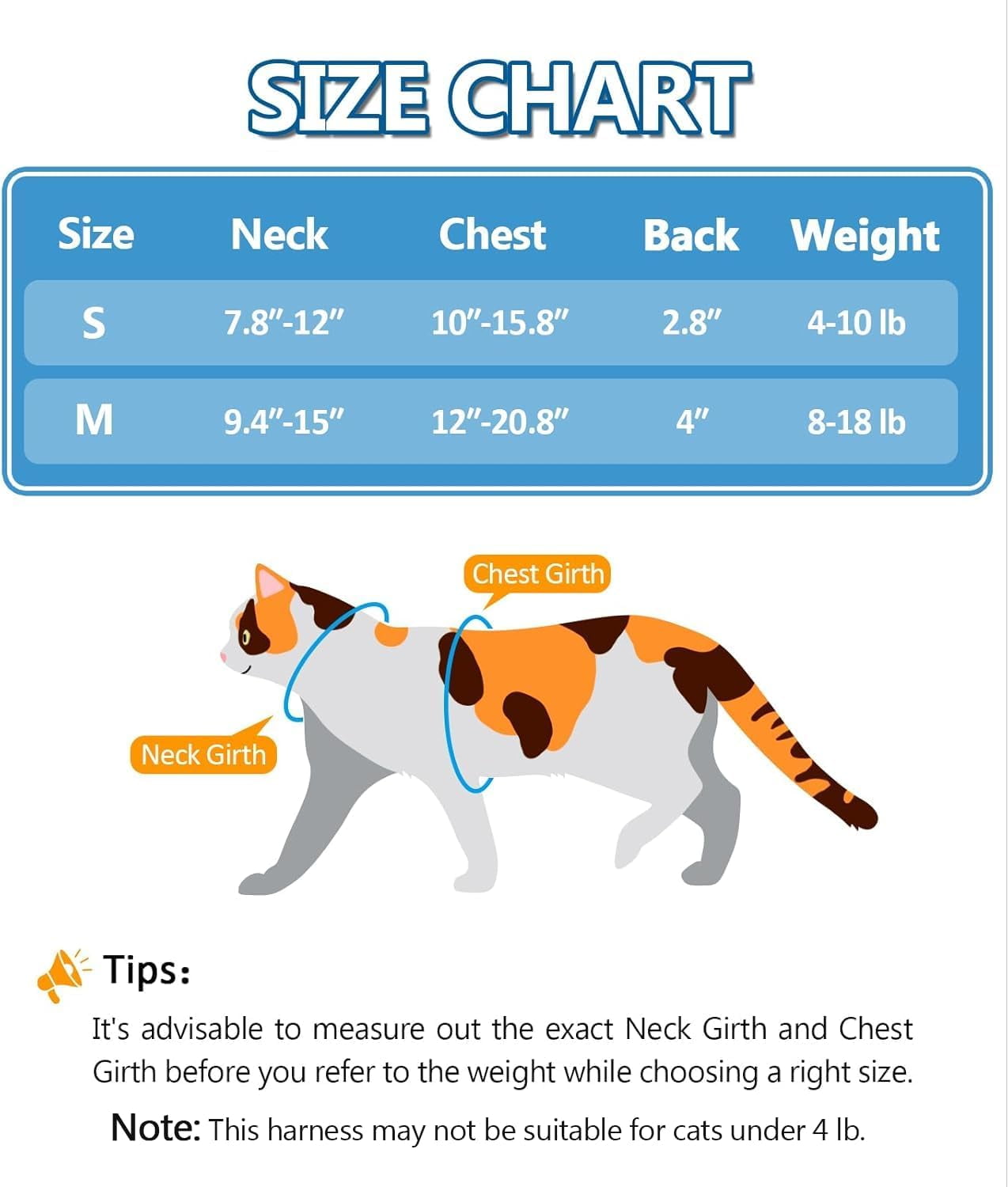 Cat Harness and Leash Set, 3-in-1 Adjustable & Lightweight, Escape-Proof, Comfortable Soft Kitten Harness for Large Cats, Safe, Easy to Wear, Outdoor Walking Travel-M