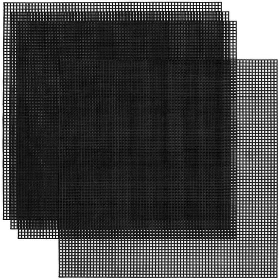4PCS Plastic Canvas Sheets 30x30cm Square Mesh Sheets Black Plastic Needlepoint Canvas Flexible Mesh Screen Fabric Mat