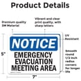 thumbnail image 2 of (2 Pack) Emergency Evacuation Meeting Area OSHA Notice Sign 7 Inch X 5 Inch Vinyl Label Decal Sticker Weather Resistant, UV Protected for Workplace, Business, and Construction Site,, 2 of 7