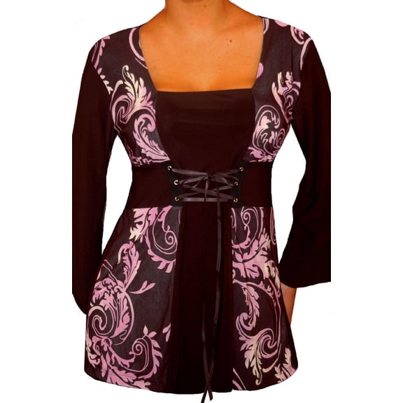 Funfash Plus Size Women Corset Style Black Purple Long Sleeves Top Made in USA