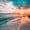 Beach With Sunset, variant on Elephant Stock Saltum Beach Sunset Wall Art - Horizontal Canvas Wall Art - Living Room Wall Decor - Beach Canvas - Orange And Green Decor - 12" x 8"