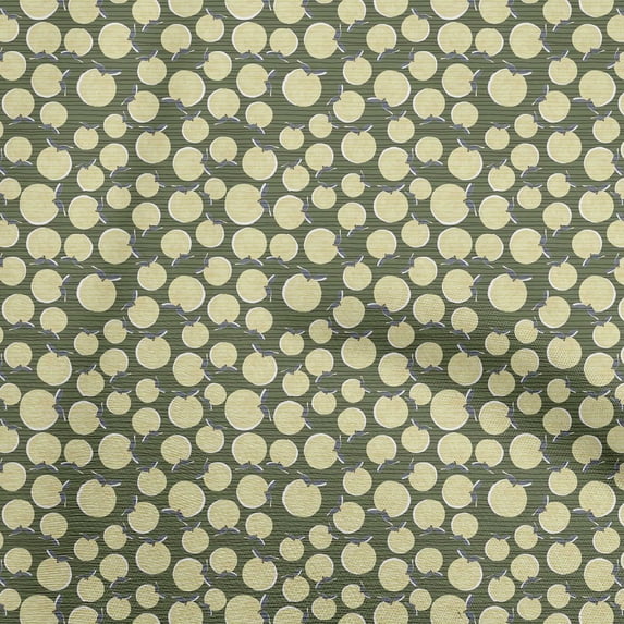 oneOone Cotton Poplin Olive Green Fabric Fruits Dress Material Fabric Print Fabric By The Yard 42 Inch Wide
