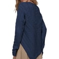 thumbnail image 5 of Czanzd Women's Cable Knit Asymmetrical Hem Sweater Crewneck Pullover Top-Navy,M, 5 of 6